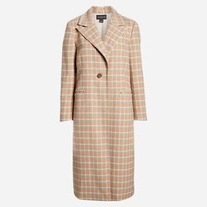 Something Navy Plaid Longline Coat